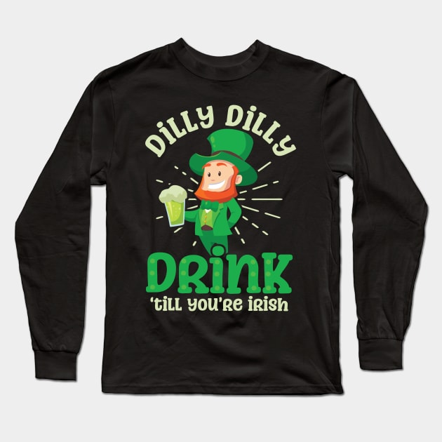 Funny St Patricks Day Shirt | Drink Until Irish Long Sleeve T-Shirt by Gawkclothing